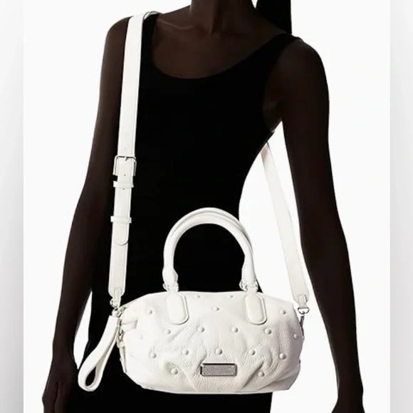 RARE Marc Jacobs New Q Small Legend StuddedLeather Satchel Crossbody White NWT